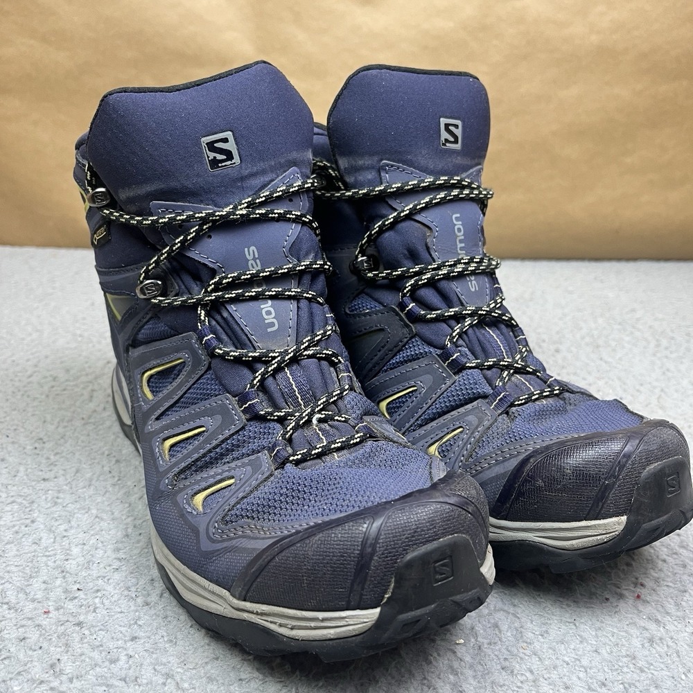 Salomon X Ultra 3 Mid GTX Hiking Boots Shoes Blue Gray 398691 Womens Size 9.5